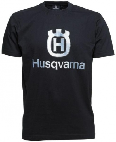 Футболка синяя Husqvarna с большим логотипом (M)