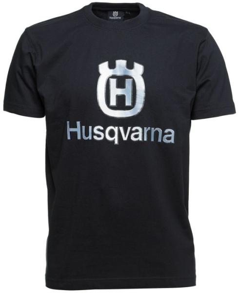 Футболка синяя Husqvarna с большим логотипом (S)